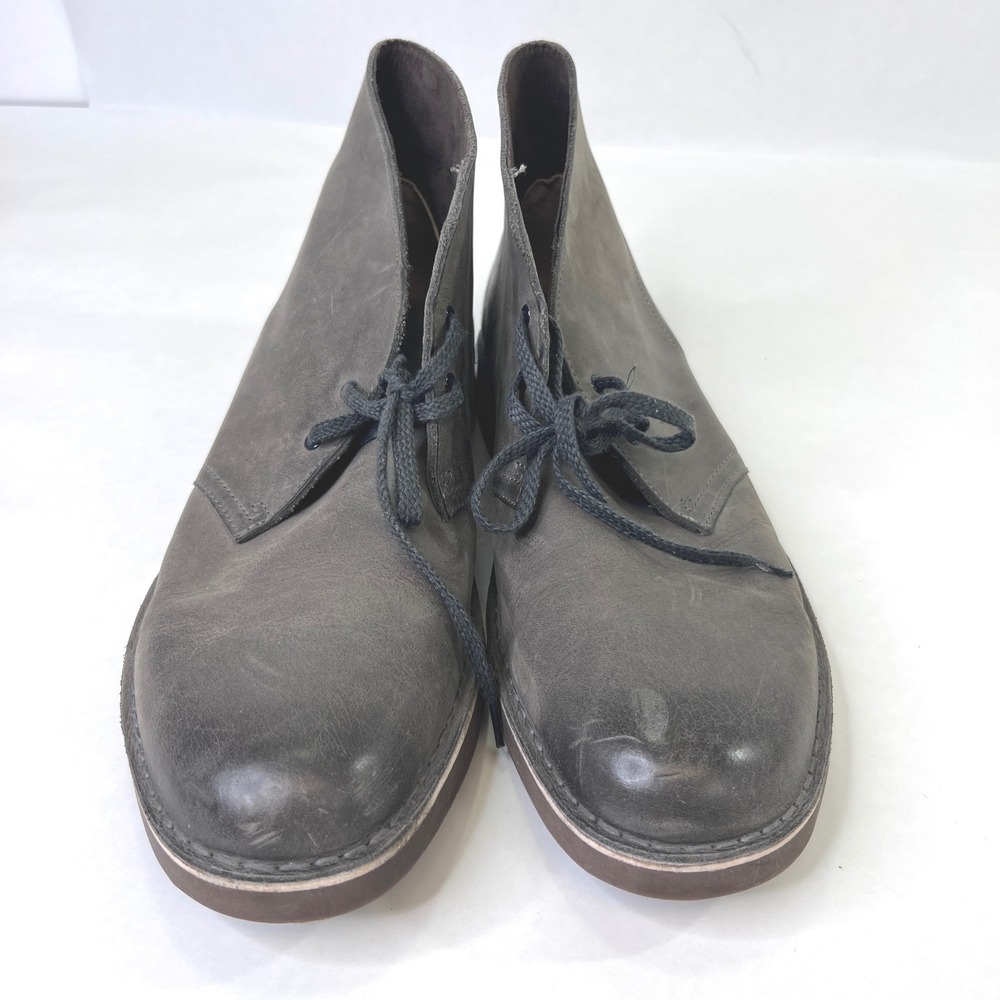 Clarks Bushacre 2 Mens Sz 12 Charcoal Grey Beeswax Leather Chukka Desert Boots
